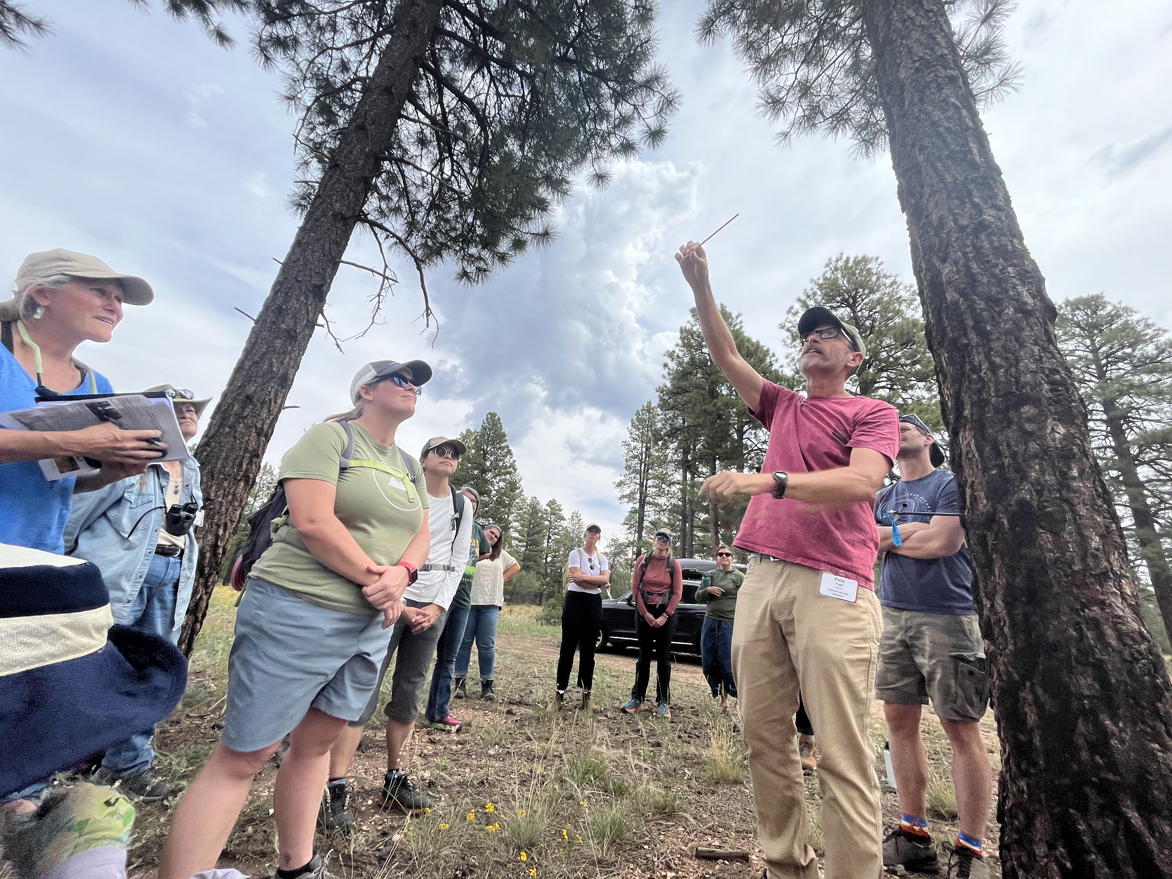Earth to Sky participants learning together in a forest