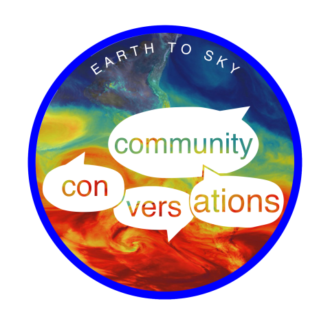 Colorful graphic with text saying community conversations